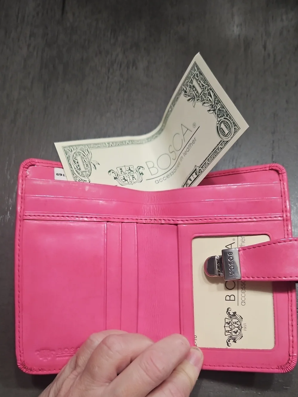 Bosca Hot Pink Leather Snap-Closure Wallet